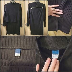 Black Sweater Top & Skirt